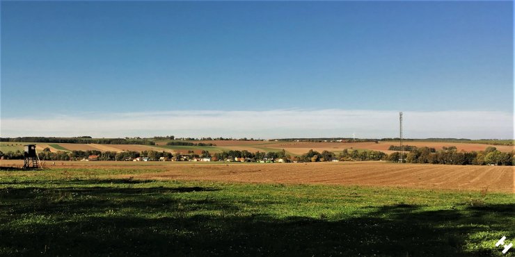 Am Rande des Werdauer Walds mit Überblick auf geerntete Felder