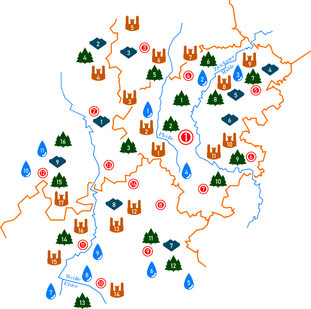 Aussichtspunkte, Wälder & Parks, Burgen & Schlösser, Gewässer